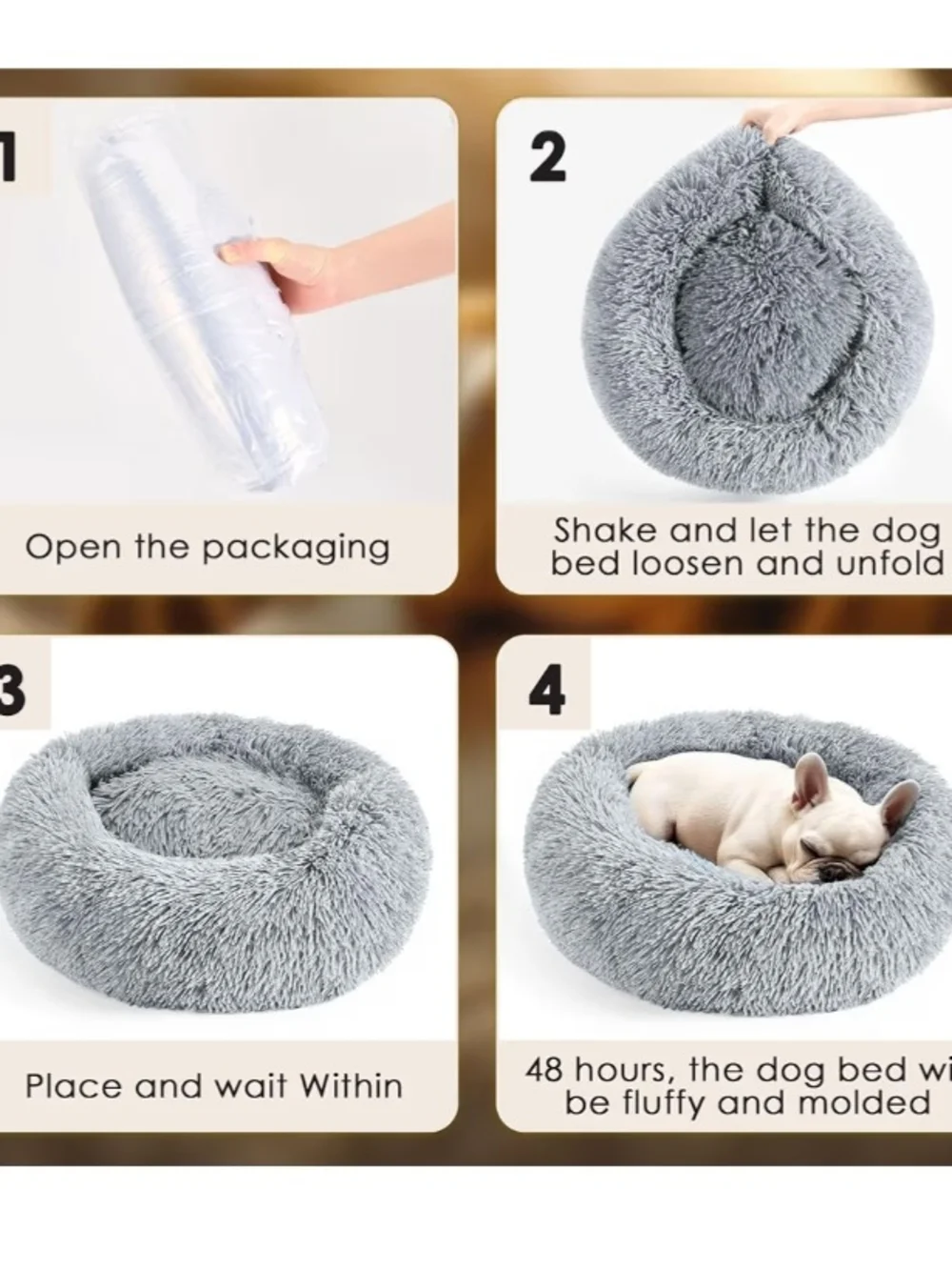 Dog & Cat Bed for Indoor Cats, 20in Calming Donut Bed for Puppy and Kitten